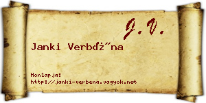 Janki Verbéna névjegykártya